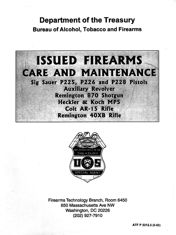 Product picture BATF Issued Firearms Care & Maintenance. manual