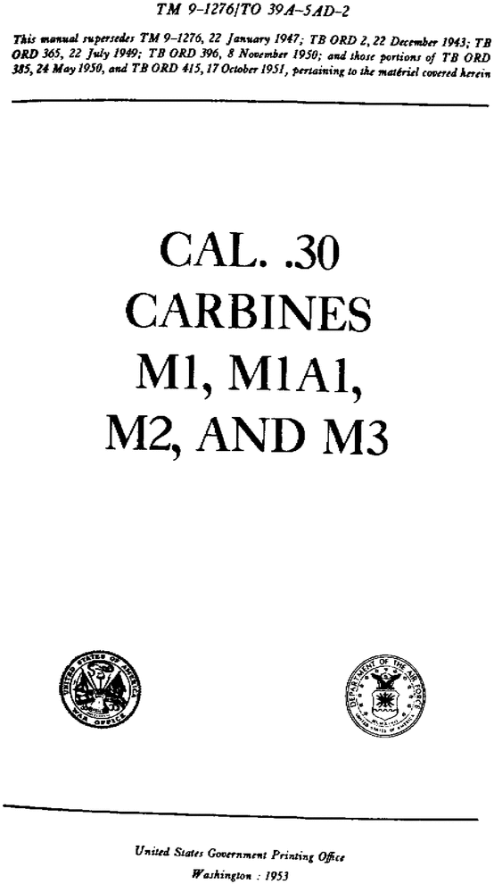 Product picture cal .30 carbines m1,m1A1,m2, and m3 manuals