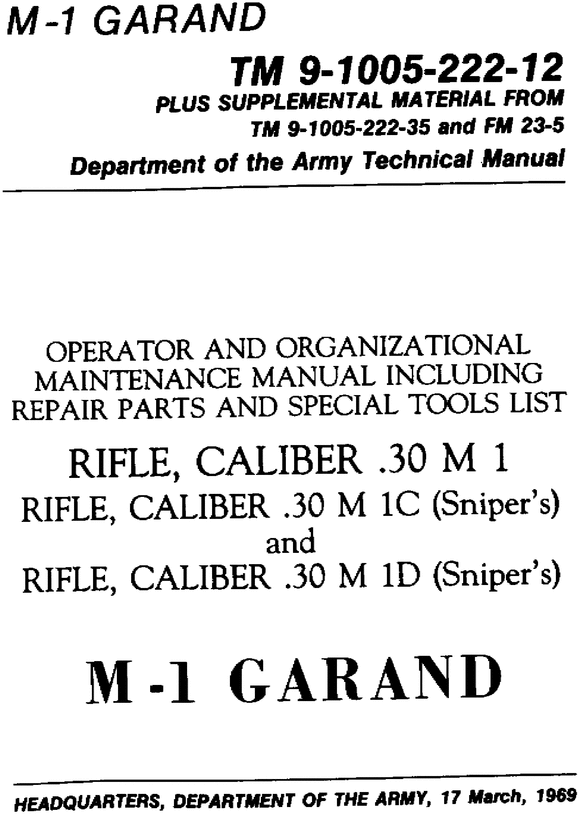 Product picture operations repair parts manual m1 garand riflie 30 cal
